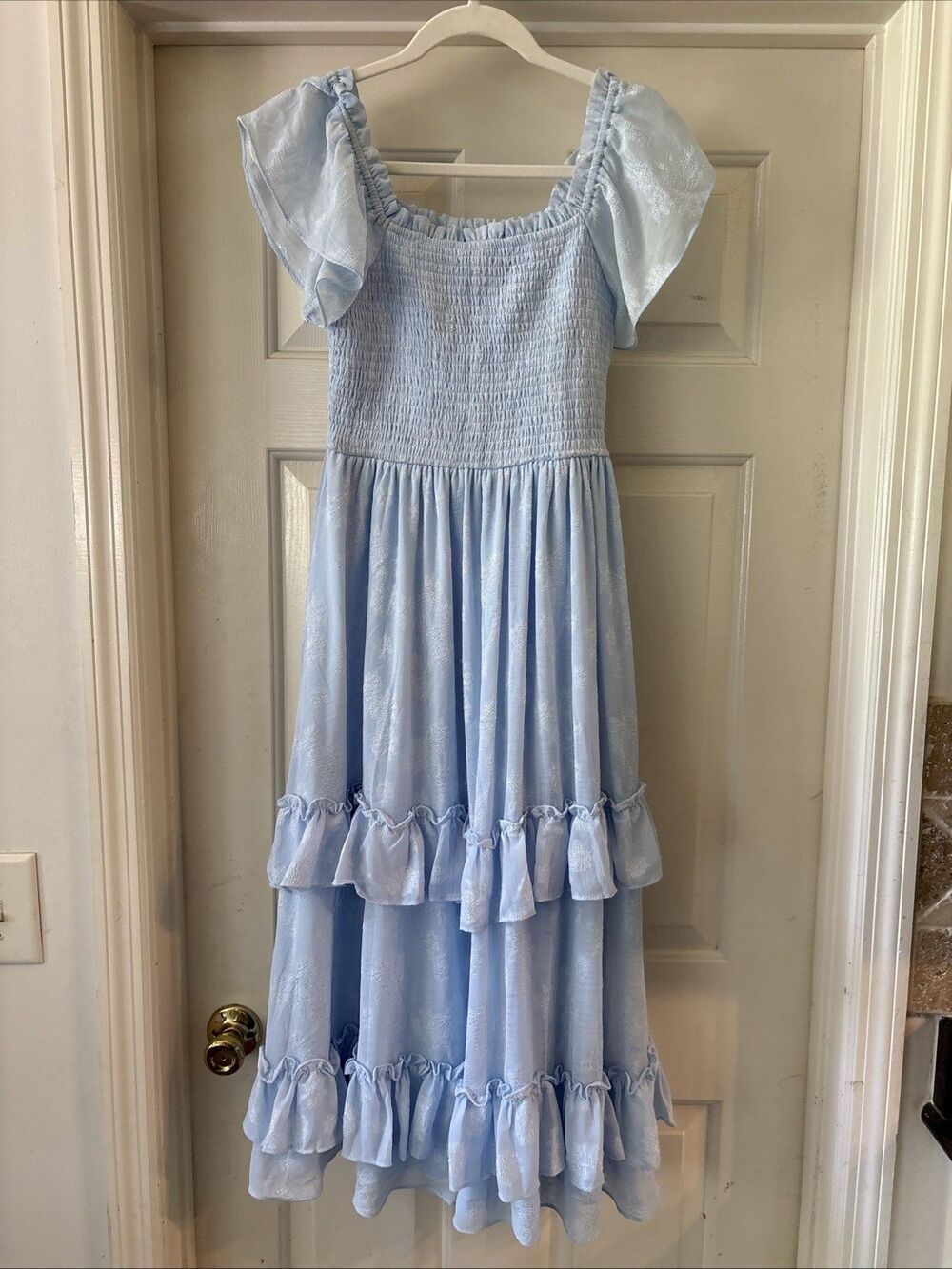 Rare Editions Big Girls Short Sleeve Burnout Chiffon Long Dress